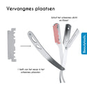 Set Open Scheermes incl. Vervangmesjes - Silver (SR-1215) | BeautyTools Online