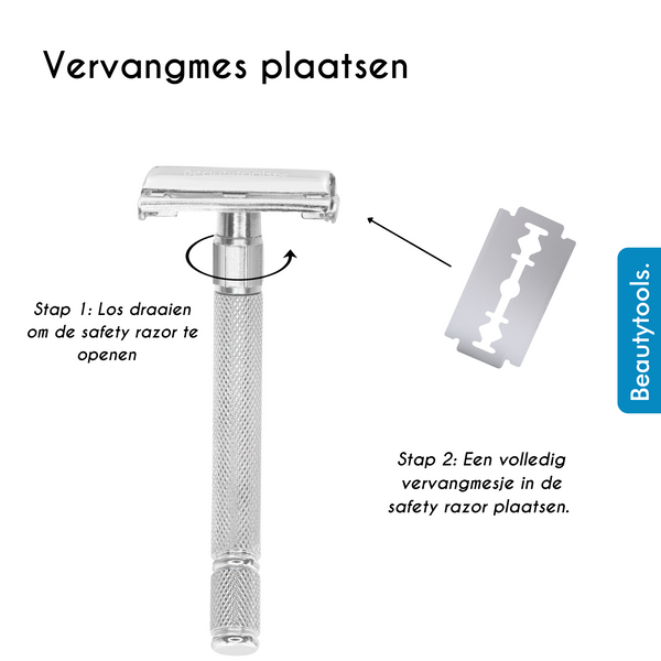 Set Schavette incl. Vervangmesjes - Safety Razor (SR-1802) | BeautyTools Online