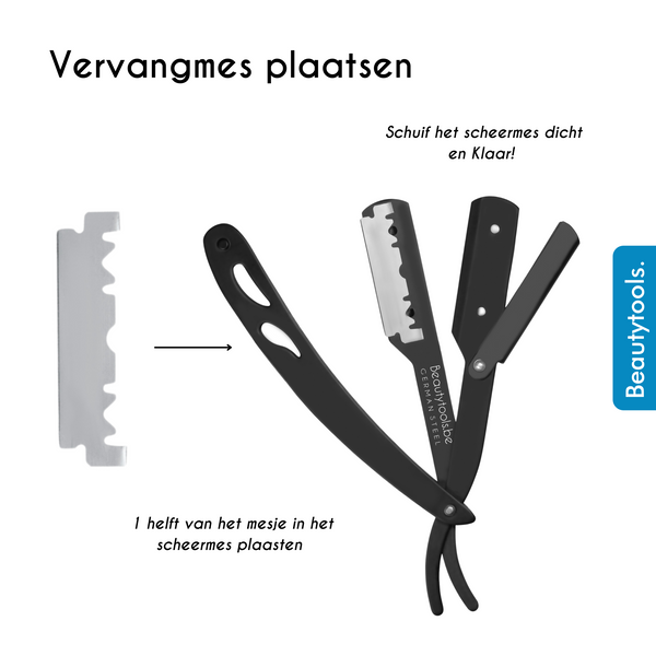 Set Open Scheermes incl. Vervangmesjes - Jatoba Hout / Matt Black (SR-2519) | BeautyTools Online