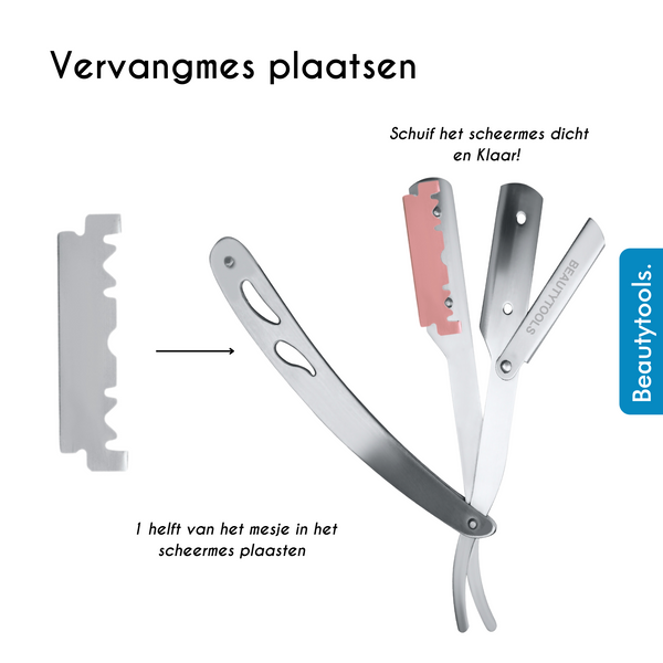 Set Open Scheermes incl. Vervangmesjes - Silver (SR-1215) | BeautyTools Online